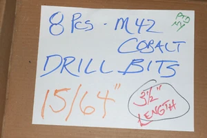 8 Pcs - 15/64" (.2344) Split Point Cobalt Drill Bits - Tap drill for 1/4 -28 - Picture 1 of 9