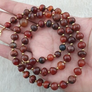 Vintage African Carnelian Agate Beaded Necklace - Picture 1 of 17