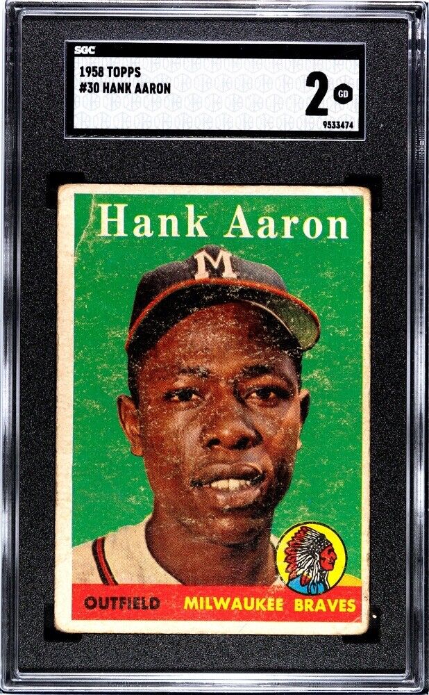 1958 Topps - Hank Aaron #30 Milwaukee Braves - SGC 2 Hall Of Fame