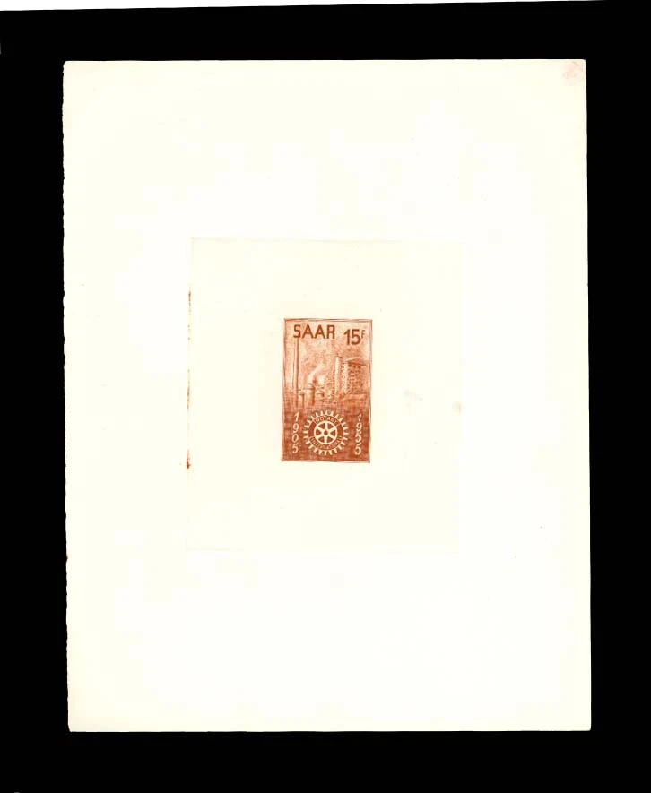 [OOS] Saar #254P MNH Proof 1955 15Fr Rotary Die Sunken On Woven Paper - Image 1 of 1