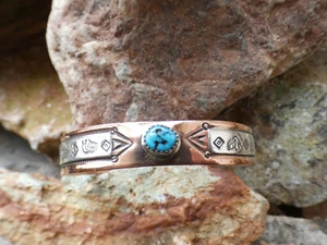 Navajo Türkis Kokopelli Kupfer Sterling Silber Armreif Armband Unisex NEU AG80 - Bild 1 von 12
