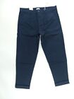 Esprit Pants Mens Chino Dark Blue Navy Loose Fit Cropped Organic Cotton