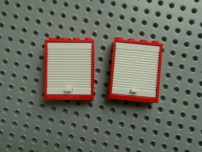 2 Lego Red Garage Frame 1x4x4 Lift with Door Police Fire Vehicles - Image 1 of 2