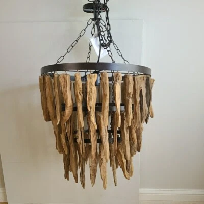 Nueva Lámpara Colgante Creativa Cooperativa Madera a la Deriva Colgante Luz Swag Cadena Caja Abierta Foto 1 de 4