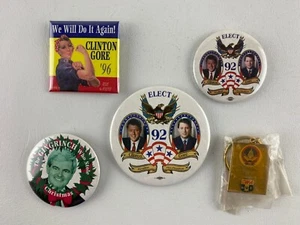 Bill Clinton, Al Gore, Newt Gingrich Campaign Buttons & Keychain Lot of 5, 92 96 - Picture 1 of 10