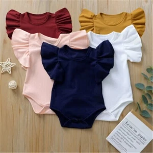 Ruffle Sleeve Baby Girl Romper 0-18M Summer Bodysuit(460) - Picture 1 of 12