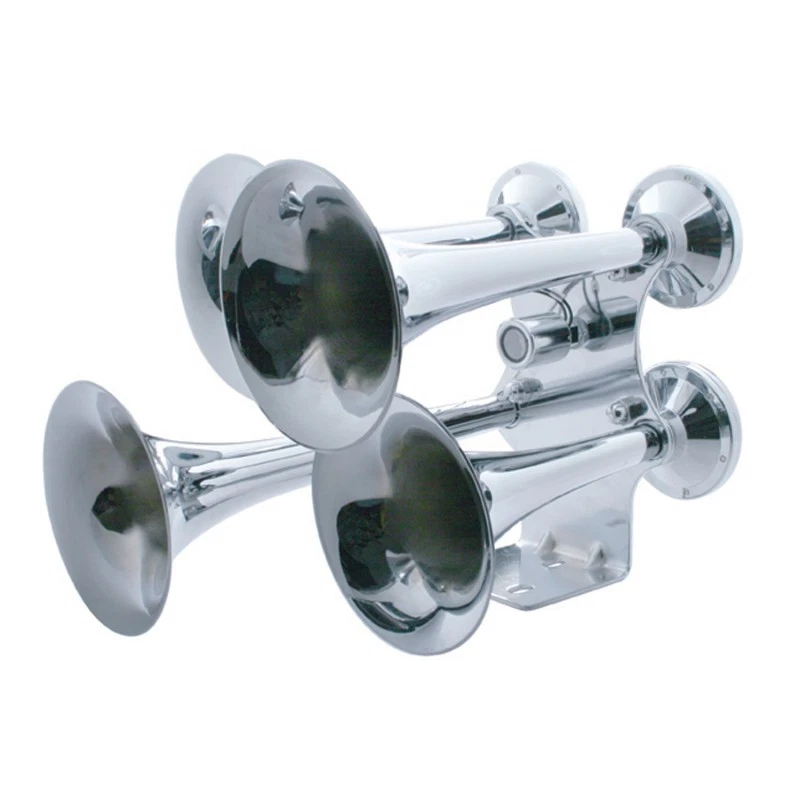 Universal 4 Trumpet Chrome Train Horn for Heavy Duty Semi Trucks Super Loud - Image 1 of 1