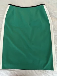 Vintage Isaac Mizrahi Women's Size 6 Color Block Pencil Skirt Lined Green Black - Picture 1 of 4