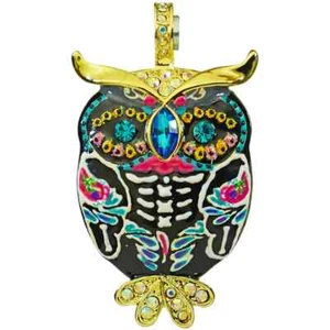 KIRKS FOLLY Sugar Skull Hooty Owl Magnetic Enhancer goldtone - Picture 1 of 3