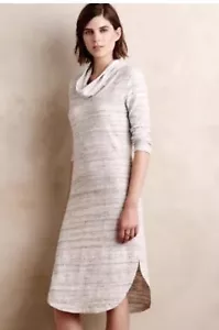 Anthropologie Saturday Sunday Cowled Neck Chemise Gray Textured aztec Dress - Picture 1 of 5