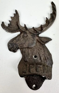 Gusseisen ELCH OFFEN Bier Flaschenöffner Western Wandhalterung HIRSCH Mann Höhle ELCH - Bild 1 von 5