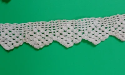 1940s Depression Era Hand Crochet Scallop Edge Edgings Trim White 1.5" x 45" - Image 1 of 3