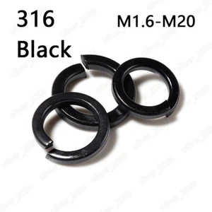 Black 316 Stainless Steel Spring Lock Washers M1.6 M2 M3 M4 M5 M6 M8 M10 M12 M20 - Picture 1 of 5