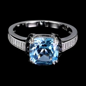 925 Sterling Silver Ring Cushion Topaz Spinel Natural Gemstone Jewelry Size 9 - Picture 1 of 14