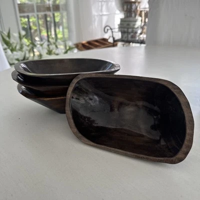 Лот из 4 винтажных сервировочных тарелок для салата из дерева тик Maggie 7 1/2 дюйма - Изображение 1 из 4