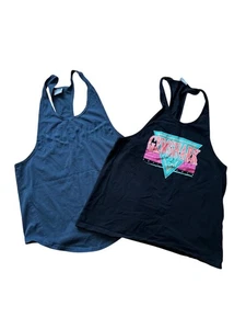 SET ODER 2 GYMSHARK LARGE HERREN BAUMWOLLMISCHUNG TANK TOP GRAU Retrowelle Stringer - Bild 1 von 5