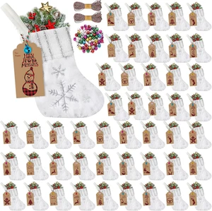 48 pezzi mini calza natalizia bianca set 6 pollici pelliccia sintetica Natale da appendere peluche Natale - Foto 1 di 7