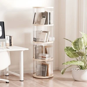 360° Rotating Shelf Rack Storage Unit Freestanding Bookcase Bookshelf on Wheels - Picture 1 of 26