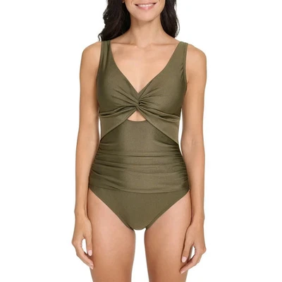 Traje de baño de una pieza para mujer DKNY, verde, talla S Foto 1 de 3