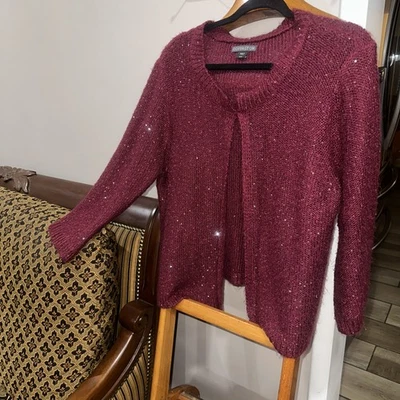 Borgoña Rojo Cierre a Presión Mezcla Suéter Covington Sujetador Talla XL Foto 1 de 4