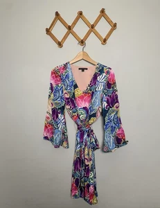 Nuevo Vestido Para Mujer Boston Propio Estampado Paisley Joyas Manga Acampanada Talla Xs  - Imagen 1 de 8