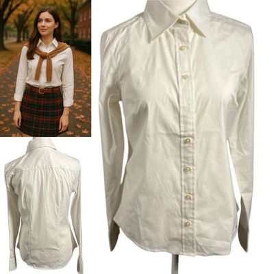 Camisa de vestir Vineyard Vines para mujer talla 4 blanca con botones elástica calce clásico Foto 1 de 4