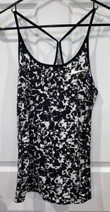 Women’s Nike Dri-Fit Racerback Sleeveless Black/White Tank Top, Medium, EUC - Imagen 1 de 6