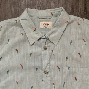 Camisa Capa Marina Mediana Verde Loro Hawaiano Tropical Manga Corta Informal - Imagen 1 de 9