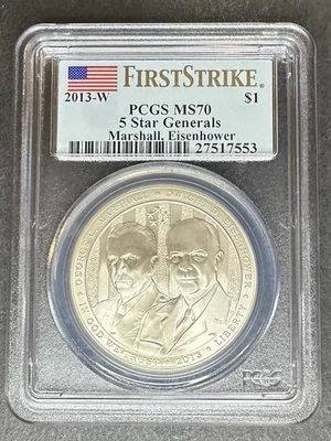 2013-W 5 Star Generals Dollar PCGS MS-70, Buy 3 Items, Get $5 Off! - Image 1 of 2