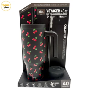 Hydrapeak Voyager Tumbler 40oz Stainless Steel Insulated Cherry Print Handle - Picture 1 of 1