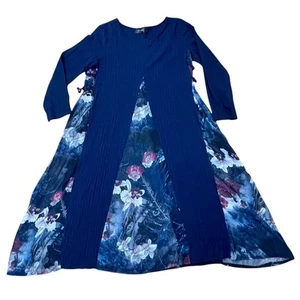 Lagenlook Crinkle Dress Sz M Moody Floral Sheer Panels Artsy Fairycore Pockets - Picture 1 of 24