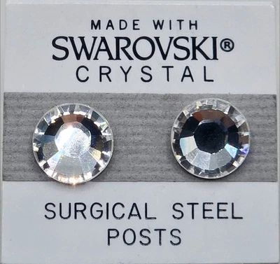 Silver Clear Round Stud Earrings 11mm Crystal Made with Swarovski Element - Image 1 of 3