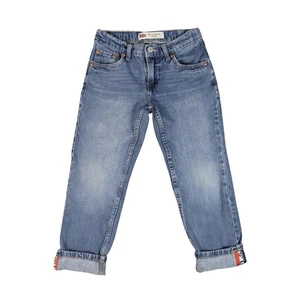 Levi’s 502 Regular Taper Jeans Girls 8 Medium Wash Sport Tape Cuff Preppy Y2K - Picture 1 of 10