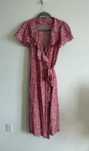 Lily And Lionel Pink Floral Wrap Dress Size 12 - Picture 1 of 3