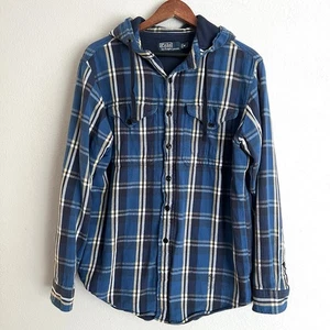 Polo Ralph Lauren De Colección Para Hombre Cuadros Forrado Térmico Franela con Capucha Talla M Azul - Imagen 1 de 6