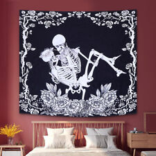 Kissing  Skull Tapestry Kissing Lovers Tapestry Black White Skull Tapestry