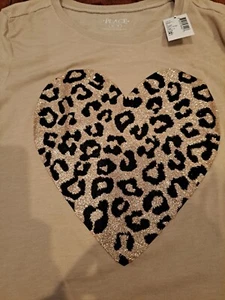 Children's Place Leopard Heart Shirt Size 14 Sparkly NWT - Picture 1 of 3