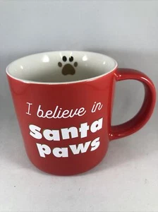 Parker Lane I BELIEVE IN SANTA PAWS Red 16oz Coffee Mug - Christmas Dog Lover  - Picture 1 of 4