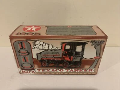Banco de monedas vintage de metal fundido a presión ERTL 1910 Mack Texaco Tanker en caja Foto 1 de 4