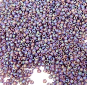 11/0 TOHO Seed Glass Round Beads Transparent Rainbow - Frosted Amethyst 10 grams - Picture 1 of 2