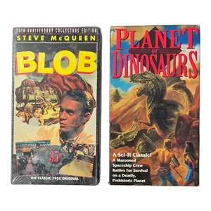 CLASSIC Retro VHS Set: The Blob (1958) & Planet Of Dinosaurs (1977) *COLOR* - Picture 1 of 5