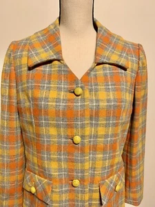 Amazing! Vintage Hand Tailored Plaid Wool Blend Blazer by Harrods of California - Picture 1 of 10