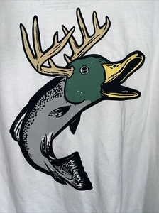White T Shirt Long Sleeve Pocket Tee Rowdy Gentleman RG Duck Fish Deer XL NEW - Picture 1 of 8