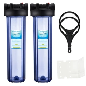 Paquete de 2 filtros de agua Geekpure de 20" carcasa transparente para toda la casa - salida/entrada de 1" - Imagen 1 de 5