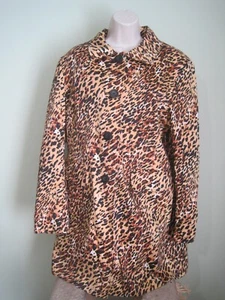 WORTHINGTON Stretch Women's XL Leopard Print Above the Knee Button Lined Coat - Picture 1 of 7
