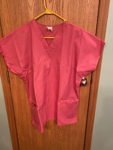 Women's Brand New Pink Medical Scrub Top Large  - Picture 1 of 3