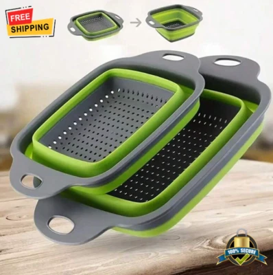 Foldable Fruit & Vegetable Cleaning Strainer with Handle, Portable Drain Basket - Image 1 of 4