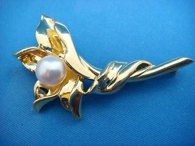 ÚNICO BROCHE DE PERLAS FLOR DE LIRIO ORO AMARILLO 18K SÓLIDO TIFFANY&CO, 13,5 GRAMOS Foto 1 de 4