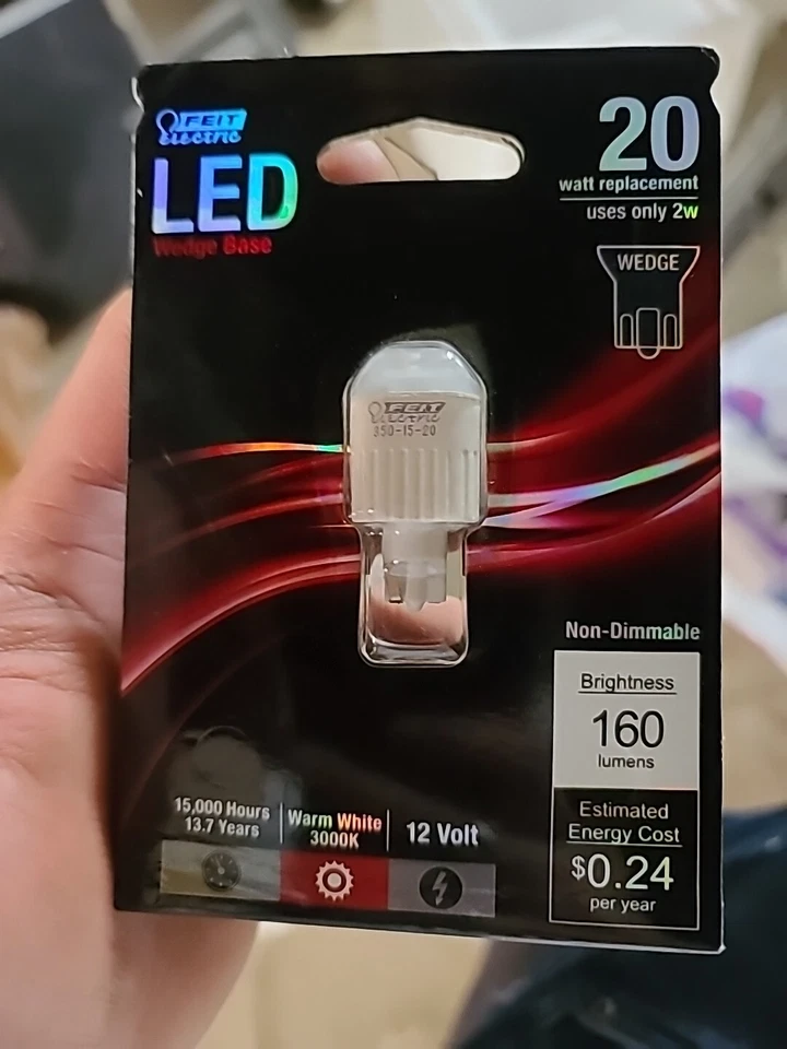 Feit Electric LVW/LED 12V 2W 3000K 160 Lumens Wedge Base LED Light Bulb - Image 1 of 3