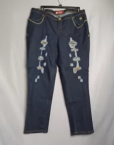 Apple Bottoms Jeans Womens 20 Distressed Look Dark Wash Denim Streetwear HipHop - Picture 1 of 12
